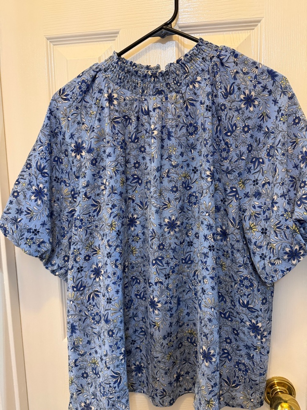 LOFT Blue Floral Peasant Blouse